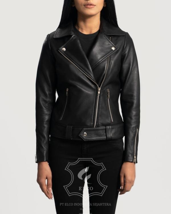 Jaket Kulit Wanita Desain Serong - WS 409