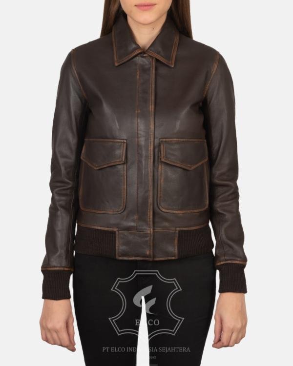 Jaket Kulit Wanita Desain Pilot - WP 402