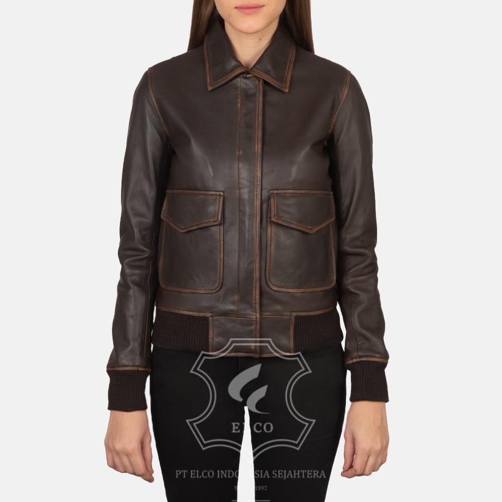 Jaket Kulit Wanita Desain Pilot - WP 402