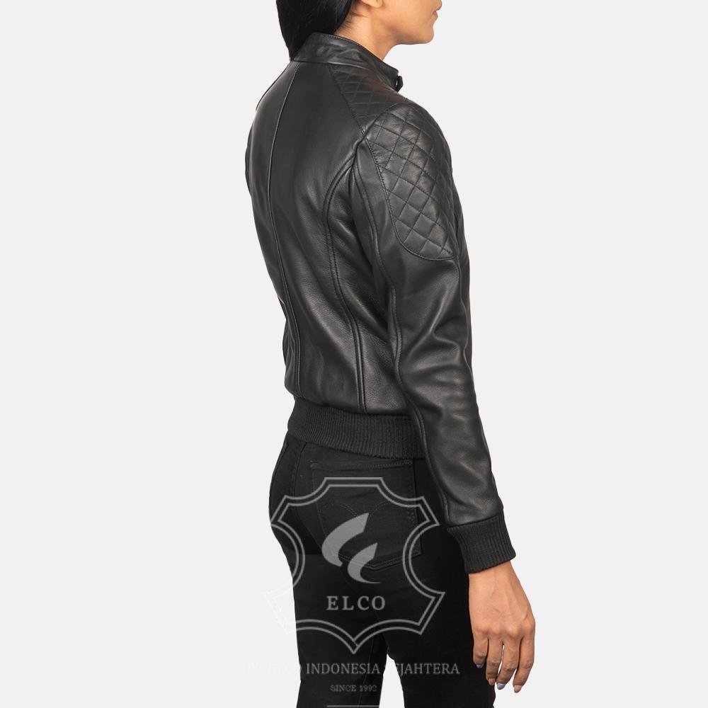 Jaket Kulit Wanita Desain Bomber - WCB 404 - Gambar 5