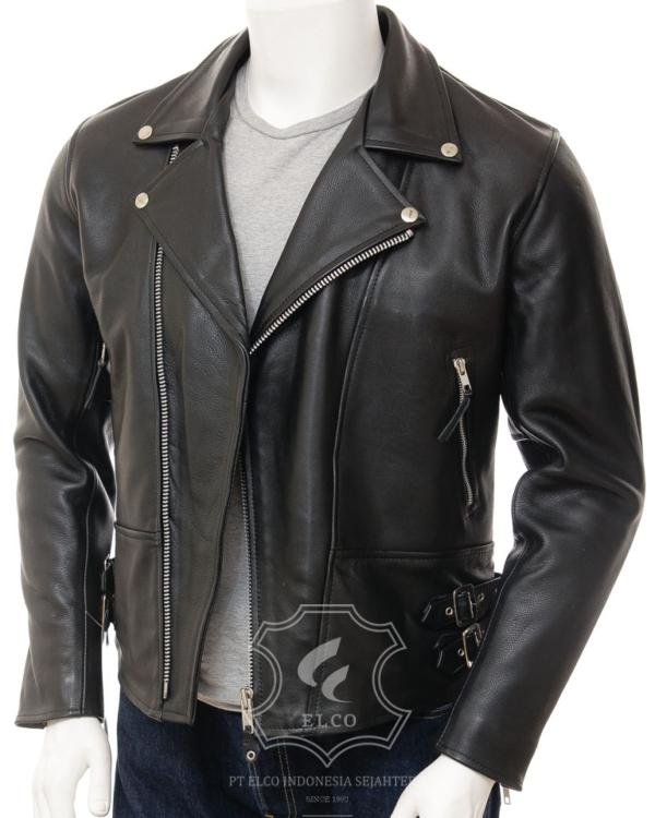 Jaket Kulit Pria Desain Serong - PS 424