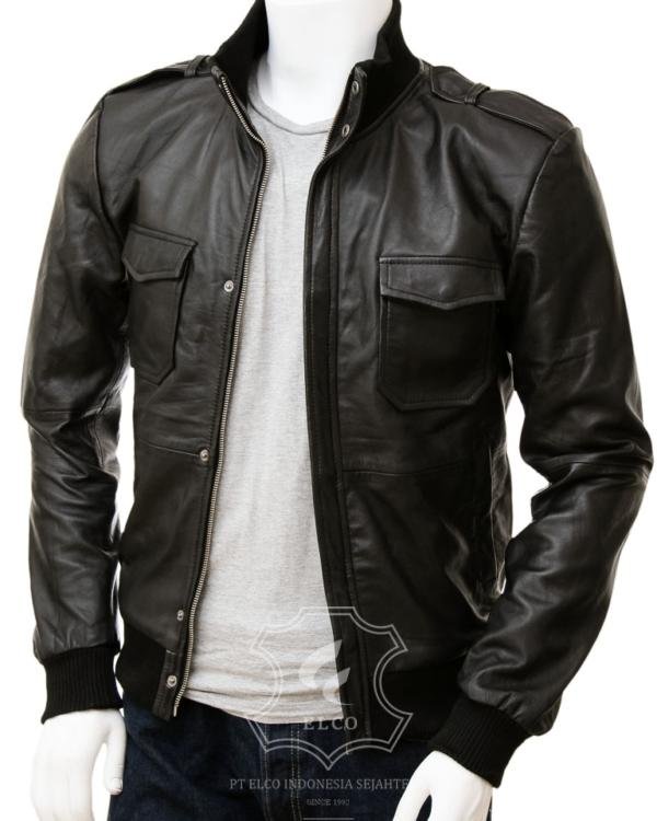 Jaket Kulit Pria Desain Bomber - PCB 480