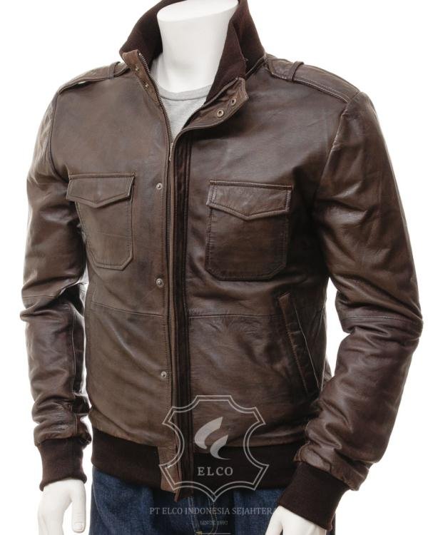 Jaket Kulit Pria Desain Bomber - PCB 469
