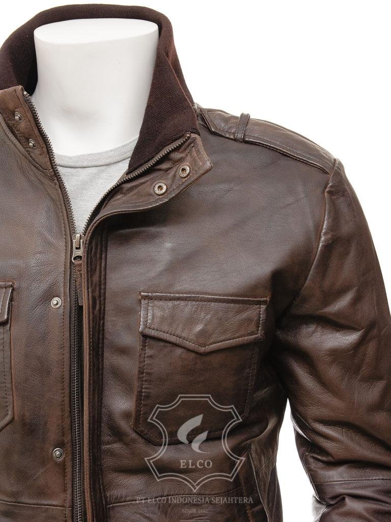 Jaket Kulit Pria Desain Bomber - PCB 469 - Gambar 3
