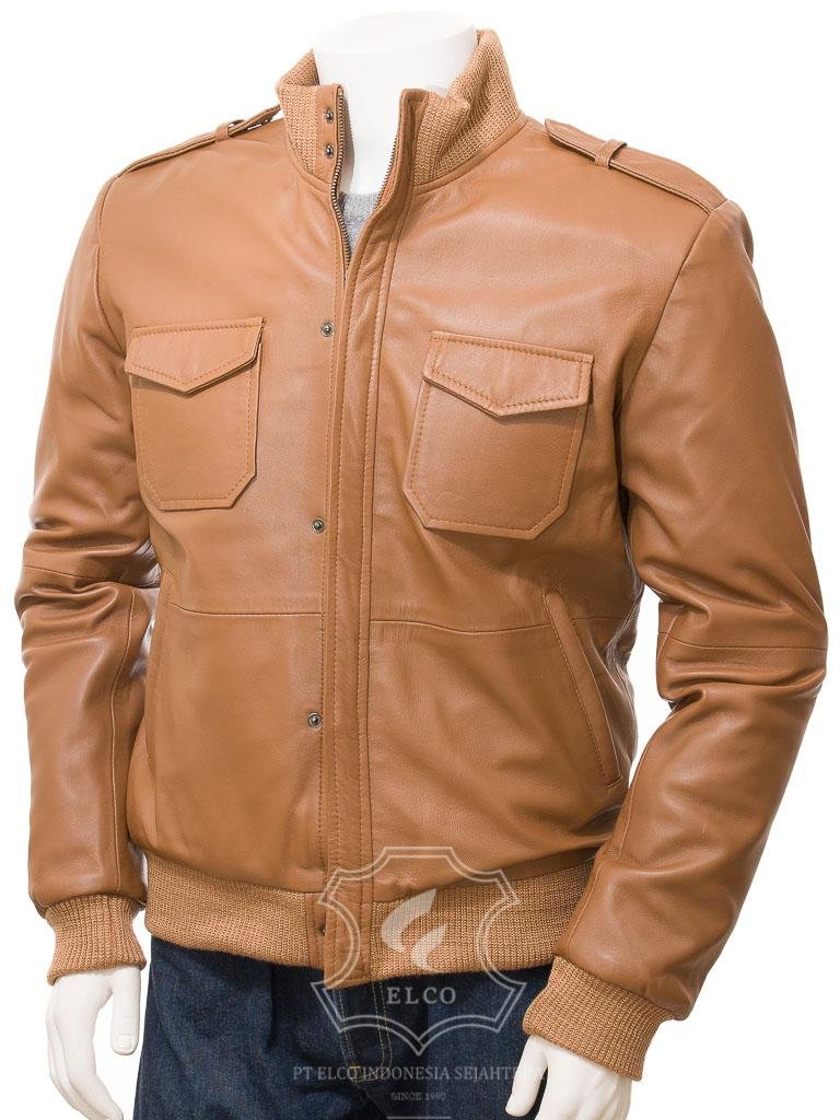 Jaket Kulit Pria Desain Bomber - PCB 484