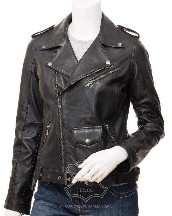 Jaket Kulit Wanita Desain Serong - WS 441
