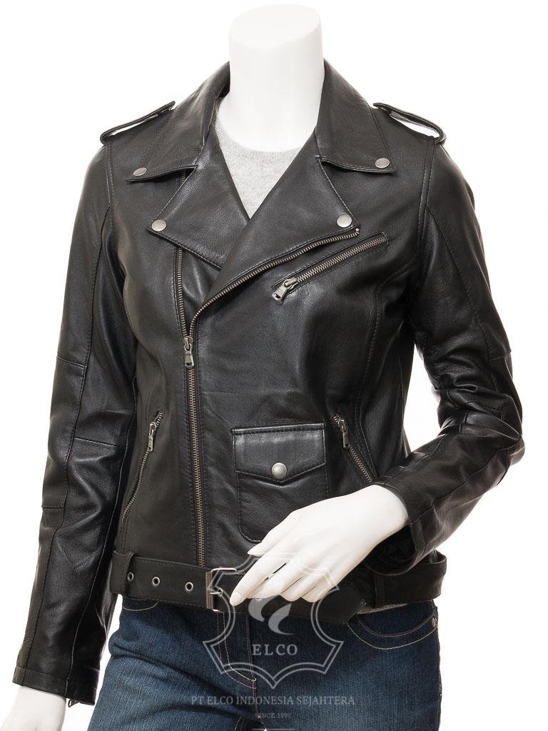 Jaket Kulit Wanita Desain Serong - WS 441