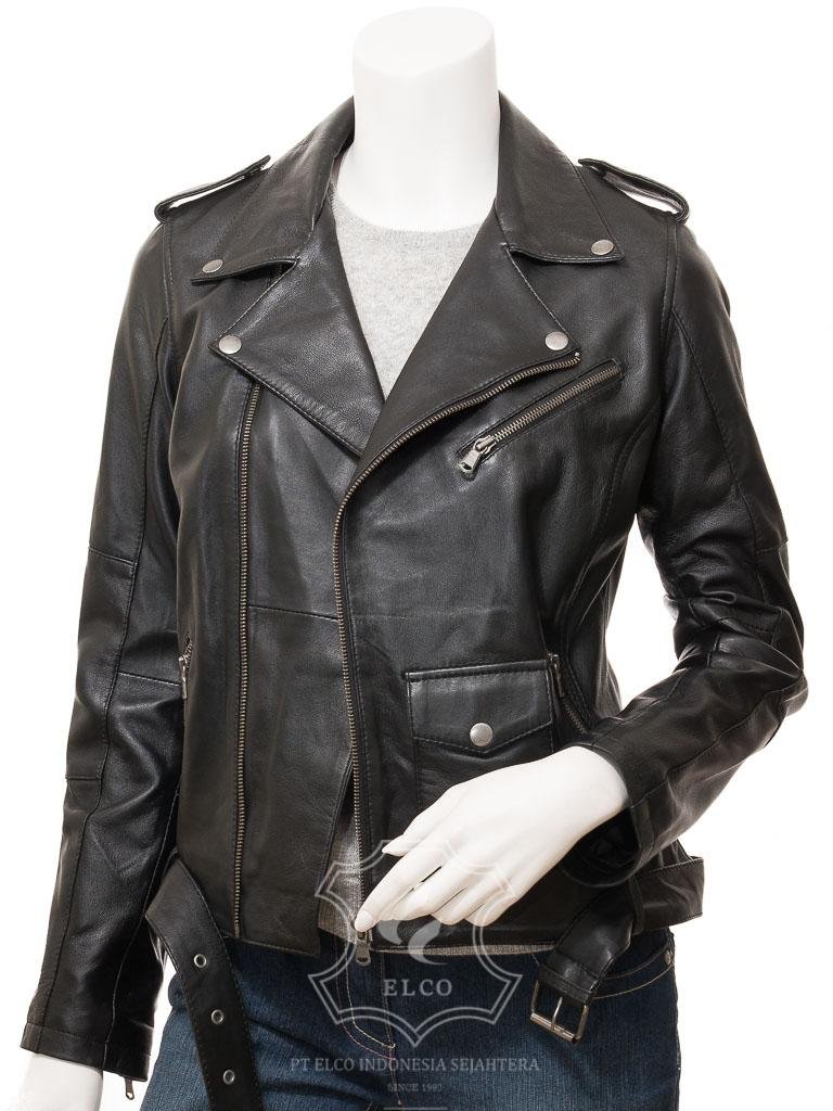 Jaket Kulit Wanita Desain Serong - WS 441 - Gambar 2