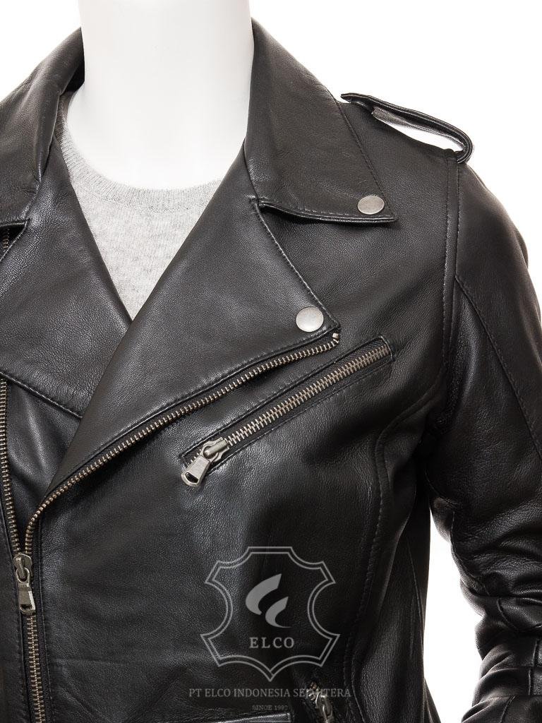Jaket Kulit Wanita Desain Serong - WS 441 - Gambar 4