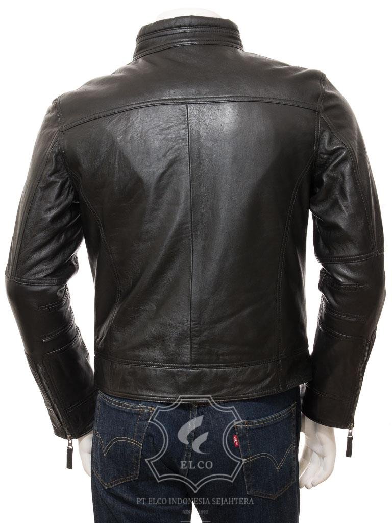 Jaket Kulit Pria Desain Biker - PB 433 - Gambar 3