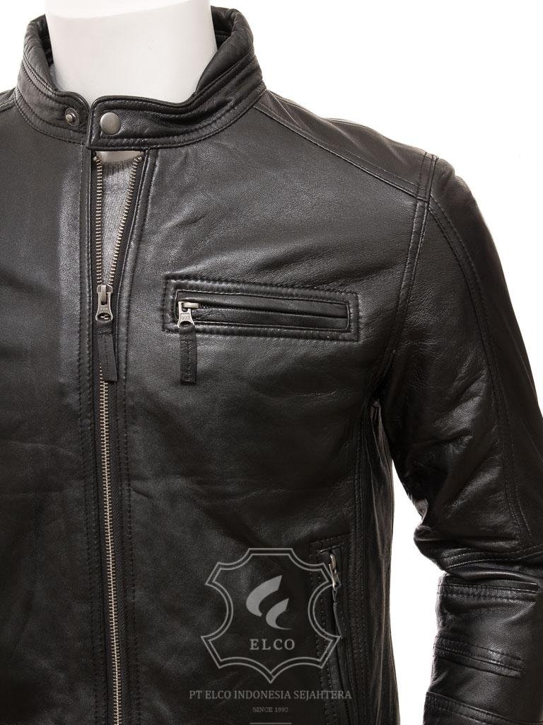 Jaket Kulit Pria Desain Biker - PB 433 - Gambar 2