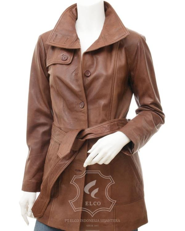 Jaket Kulit Wanita Desain Jas - WJ 447