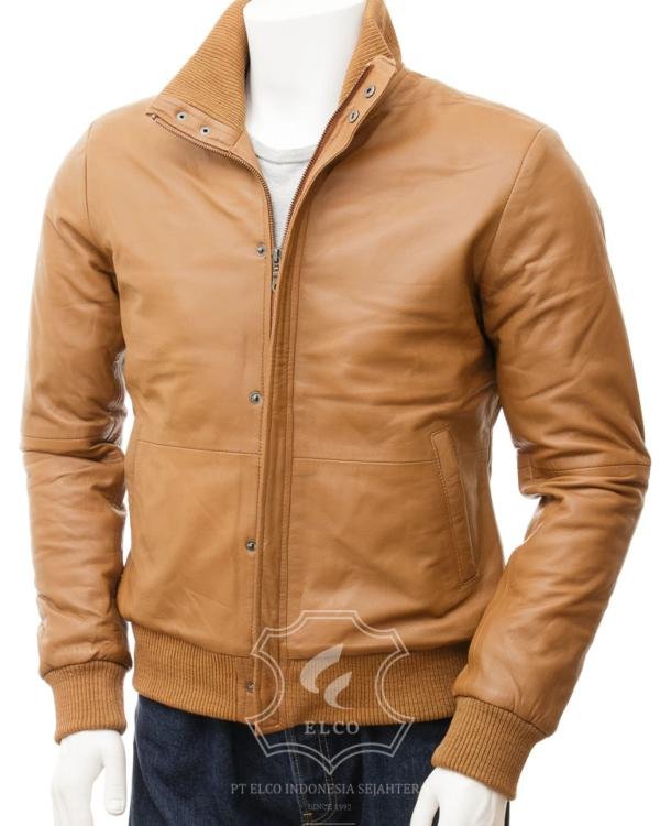 Jaket Kulit Pria Desain Bomber - PCB 485