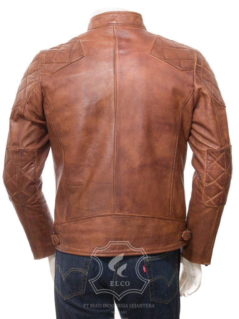 Jaket Kulit Pria Desain Biker - PB 435 - Gambar 4