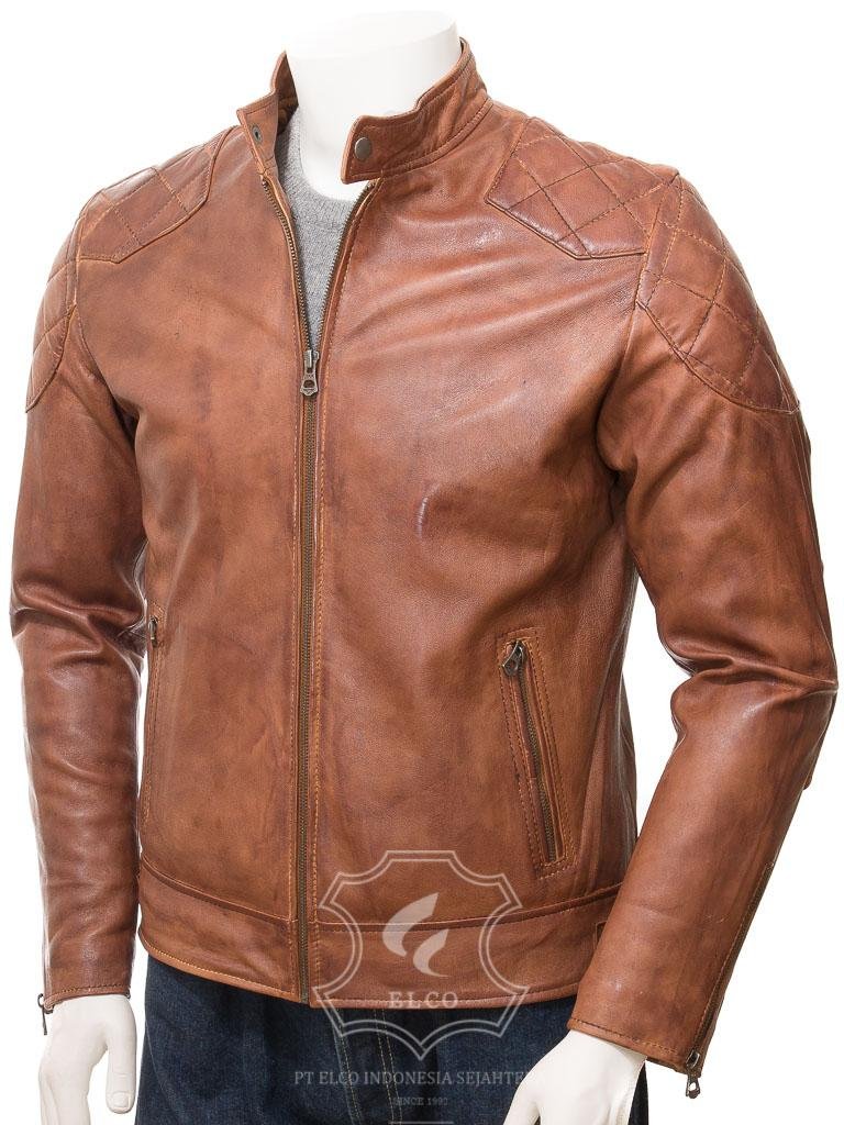 Jaket Kulit Pria Desain Biker - PB 435