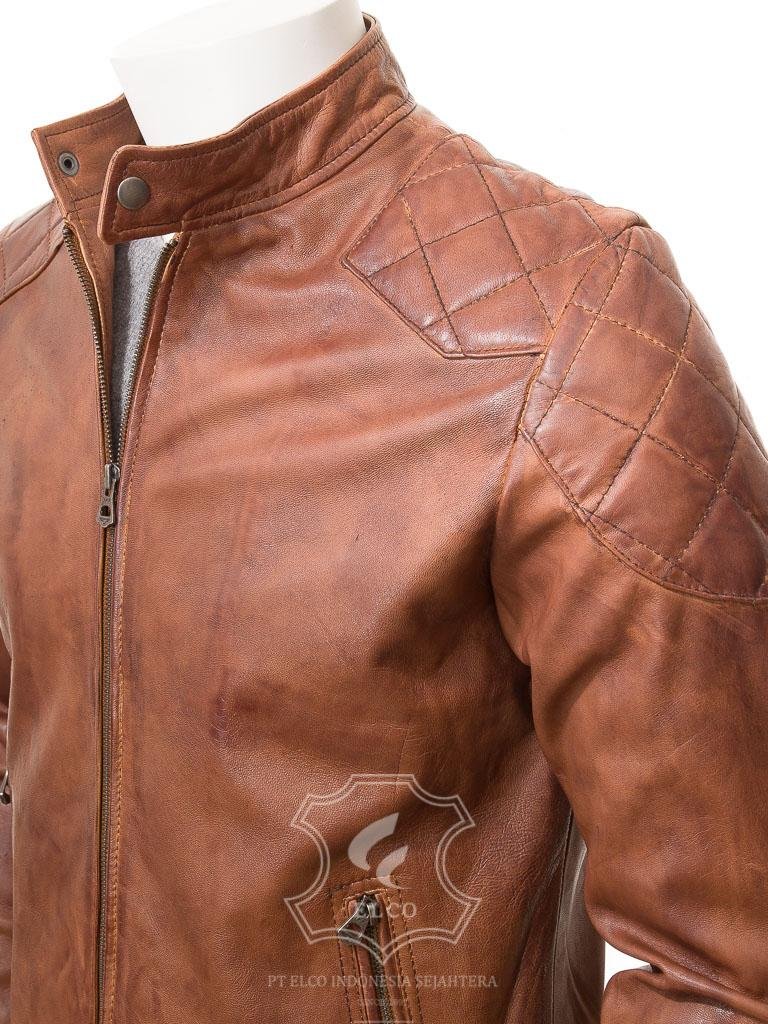 Jaket Kulit Pria Desain Biker - PB 435 - Gambar 3