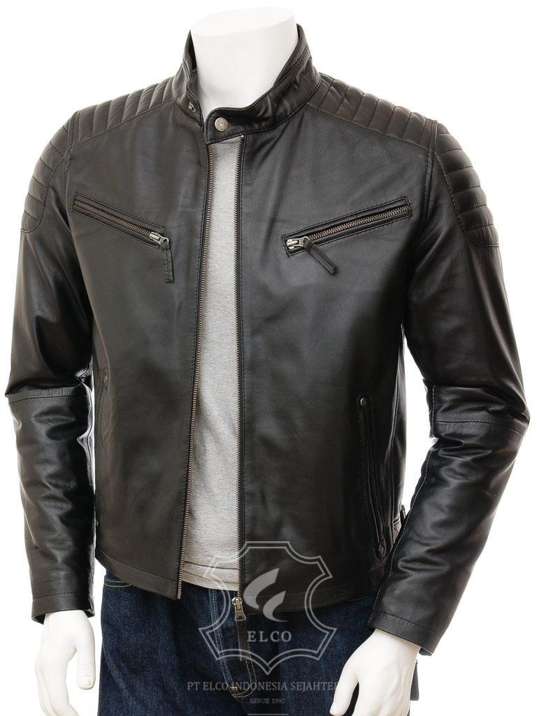Jaket Kulit Pria Desain Biker - PB 429