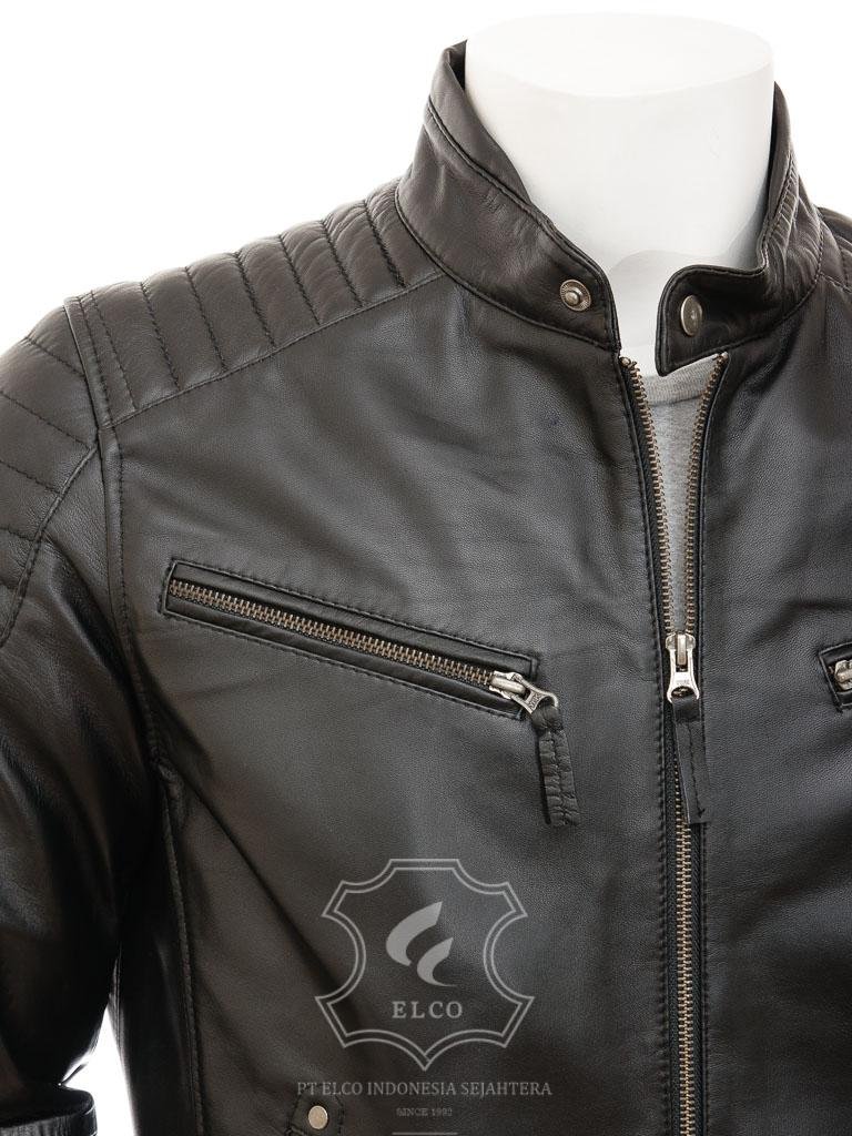 Jaket Kulit Pria Desain Biker - PB 429 - Gambar 2