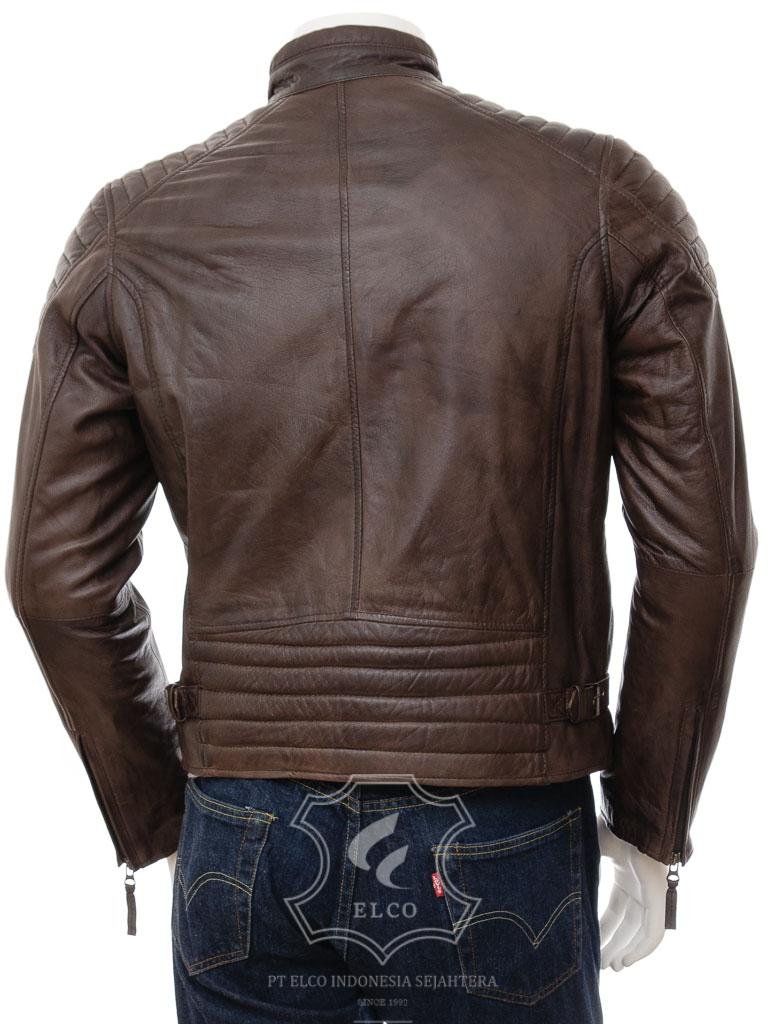 Jaket Kulit Pria Desain Biker - PB 434 - Gambar 3