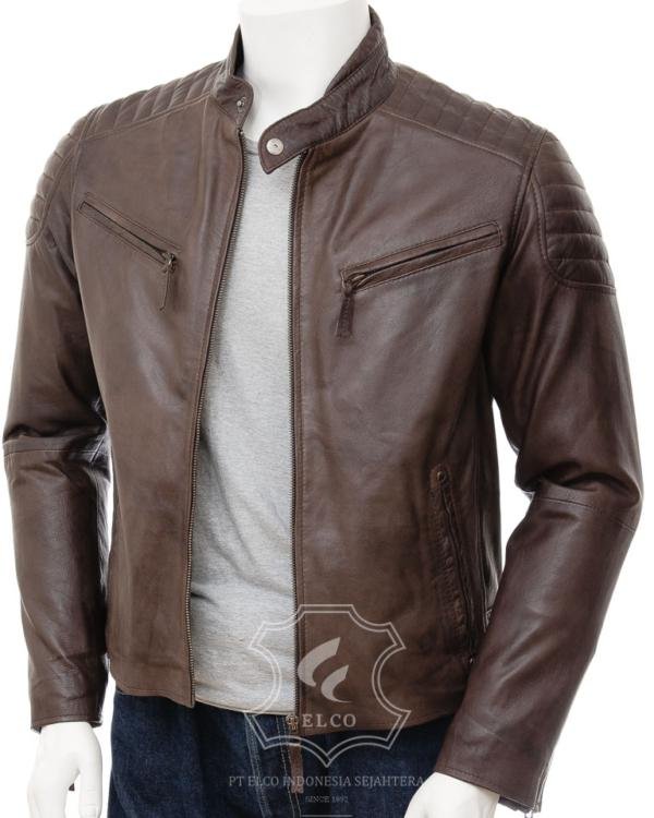 Jaket Kulit Pria Desain Biker - PB 434