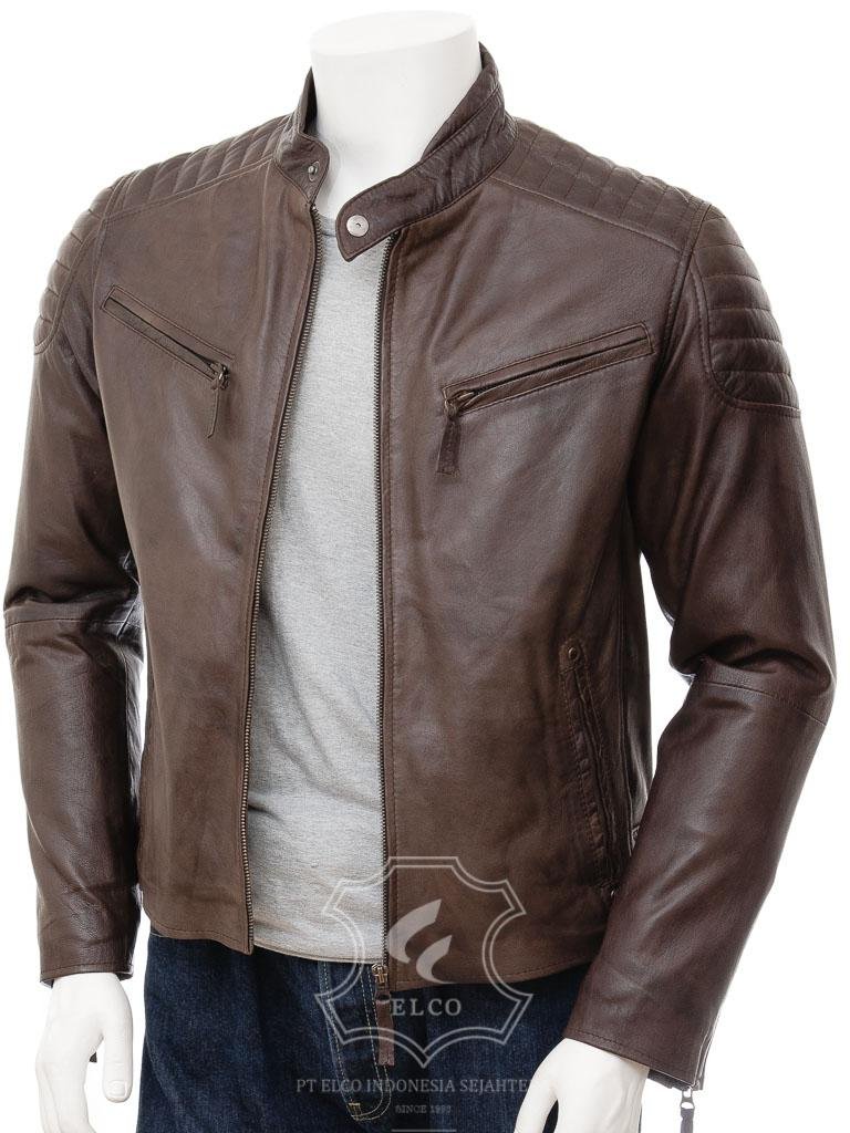 Jaket Kulit Pria Desain Biker - PB 434