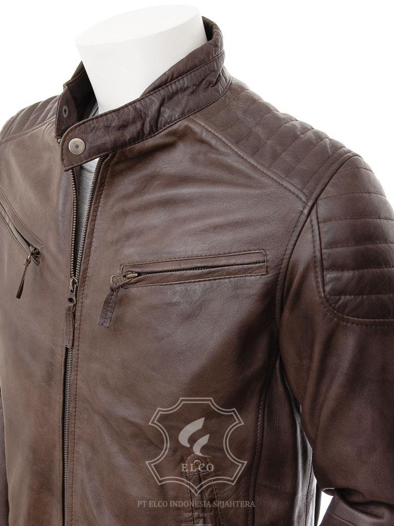 Jaket Kulit Pria Desain Biker - PB 434 - Gambar 2