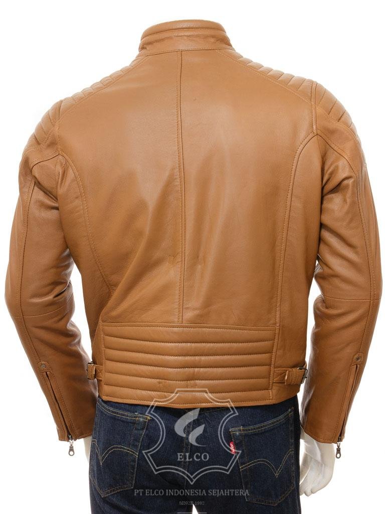 Jaket Kulit Pria Desain Biker - PB 437 - Gambar 3