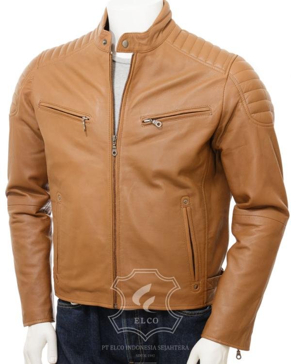 Jaket Kulit Pria Desain Biker - PB 437
