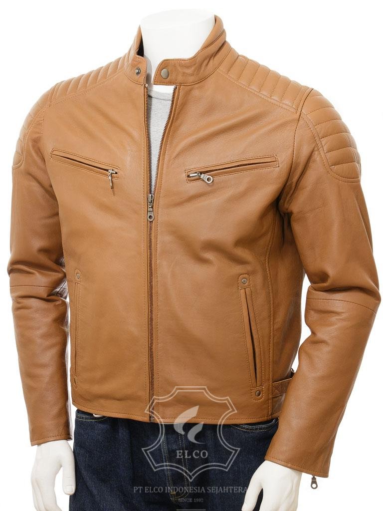 Jaket Kulit Pria Desain Biker - PB 437