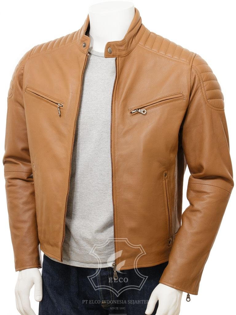 Jaket Kulit Pria Desain Biker - PB 437 - Gambar 2