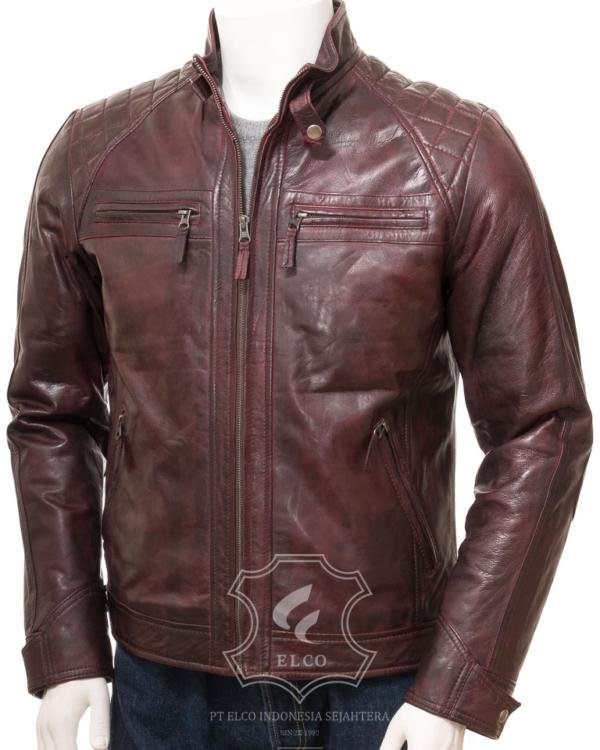 Jaket Kulit Pria Desain Biker - PB 428