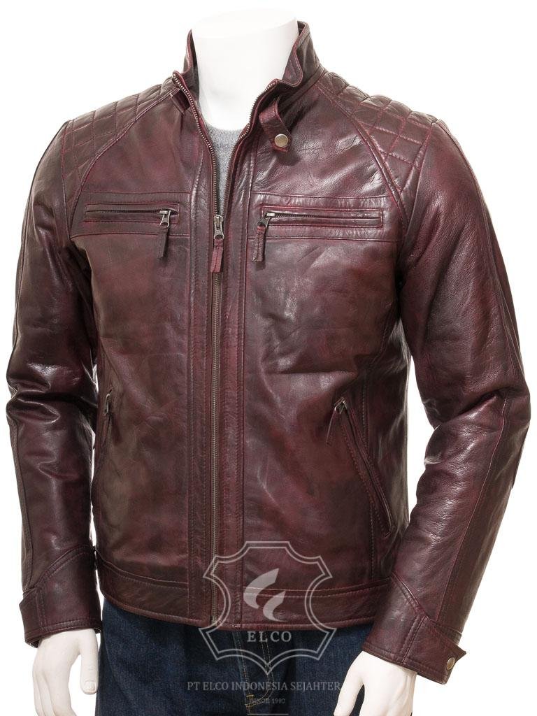 Jaket Kulit Pria Desain Biker - PB 428