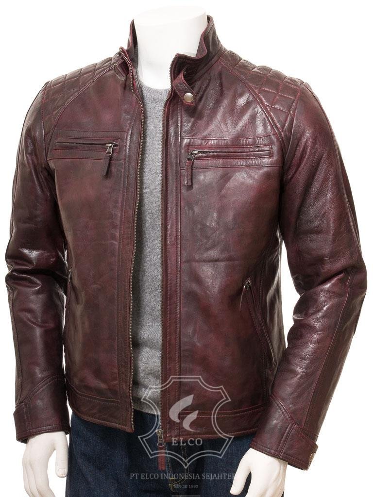 Jaket Kulit Pria Desain Biker - PB 428 - Gambar 2