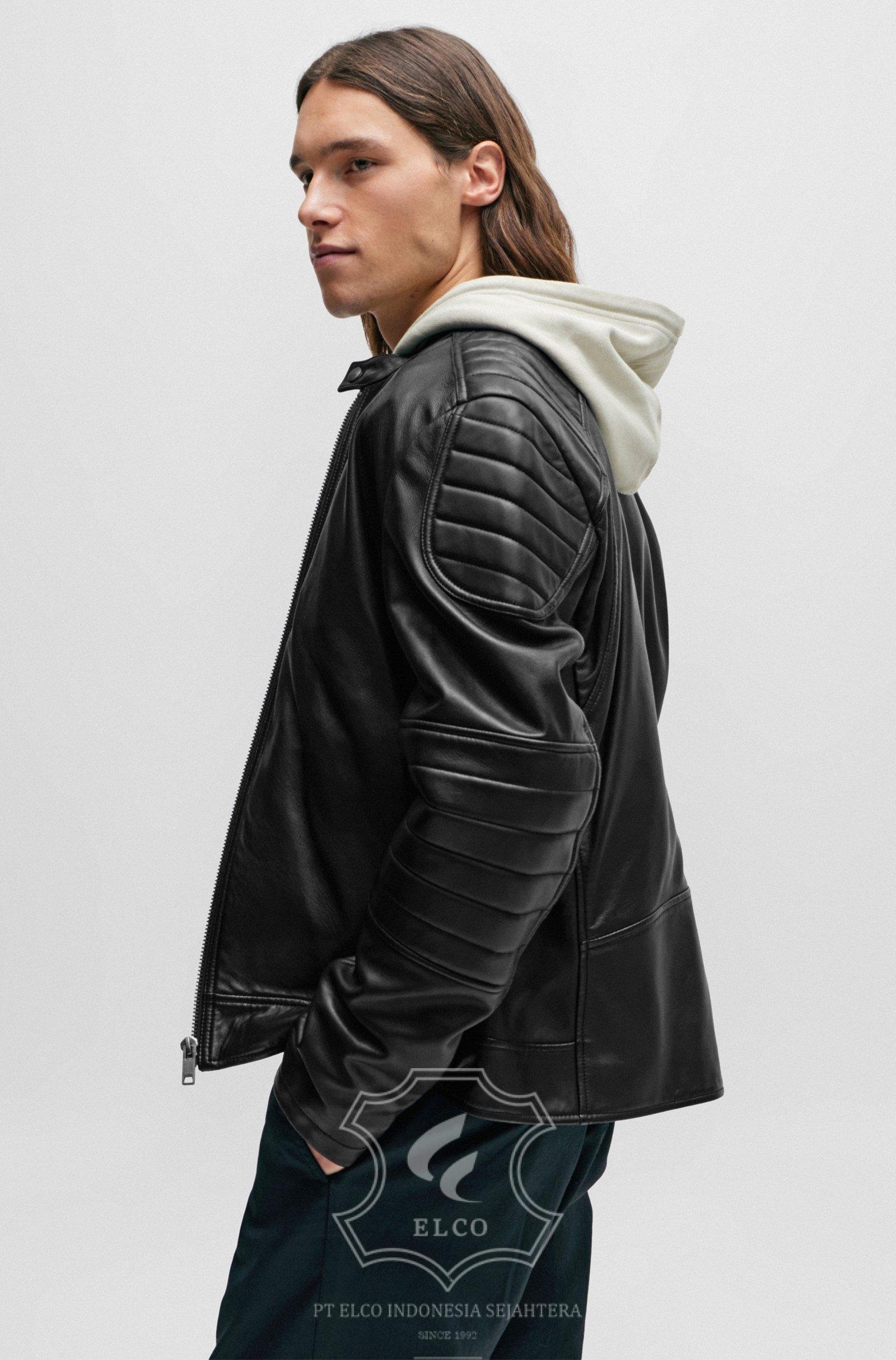 Jaket Kulit Pria Desain Biker - PB 440 - Gambar 4