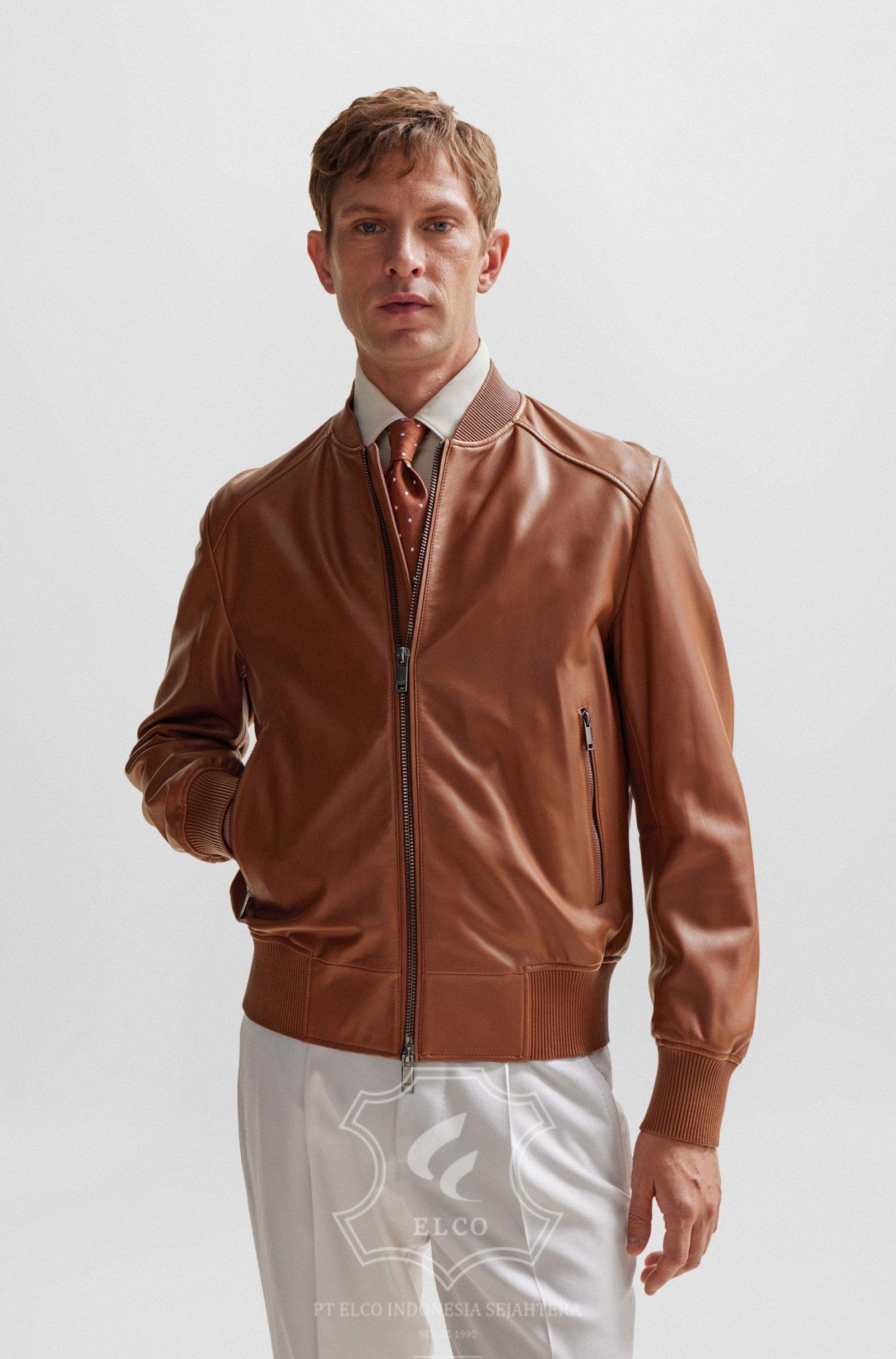 Jaket Kulit Pria Desain Bomber - PCB 489 - Gambar 2