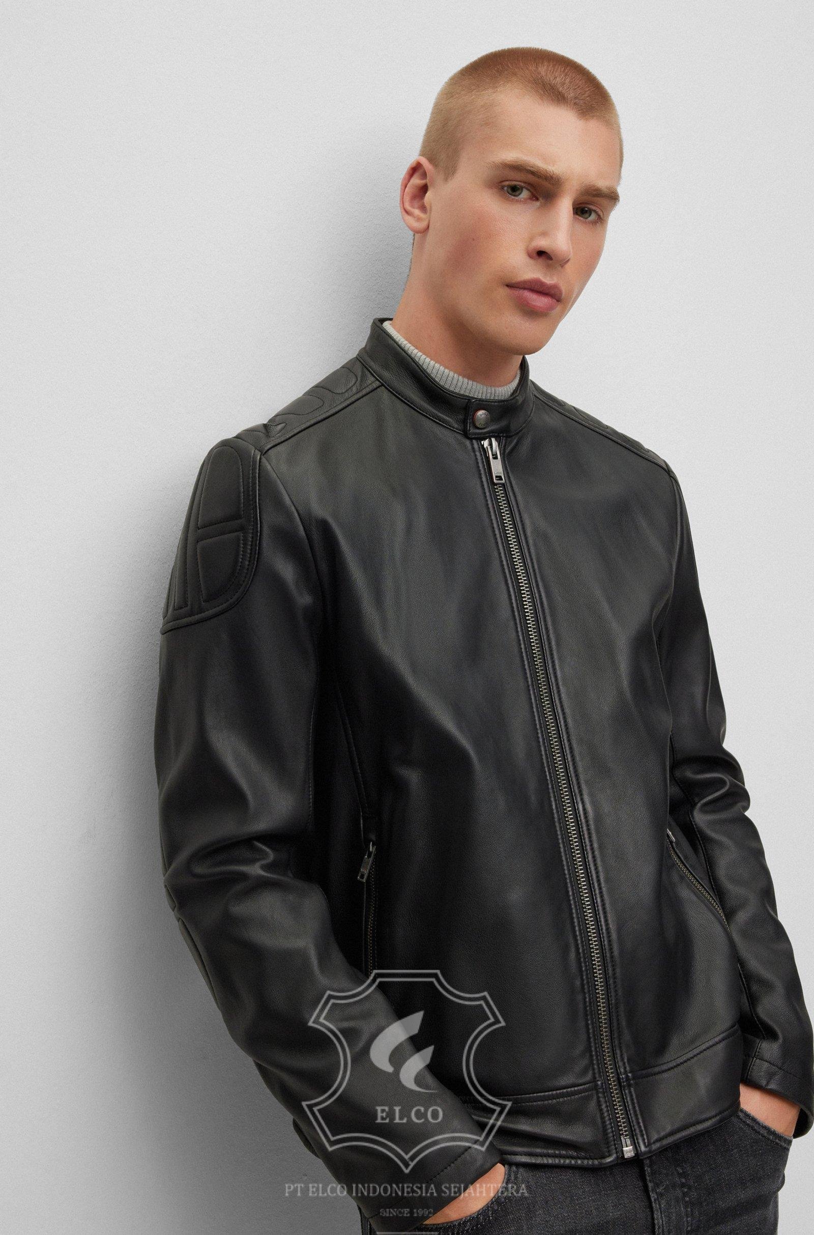 Jaket Kulit Pria Desain Biker - PB 439 - Gambar 4