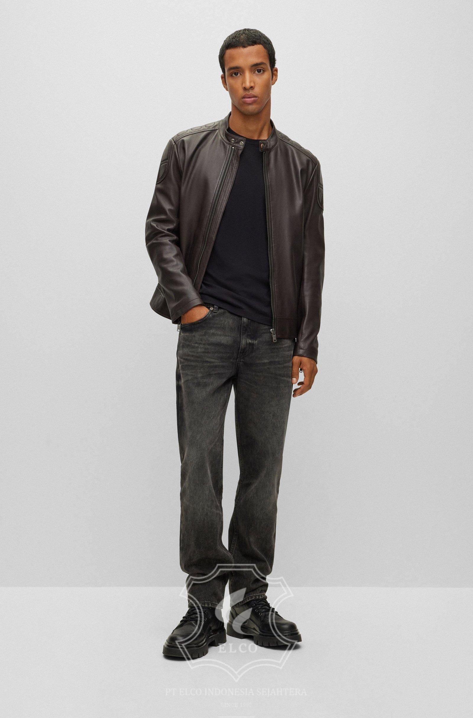 Jaket Kulit Pria Desain Biker - PB 441 - Gambar 2