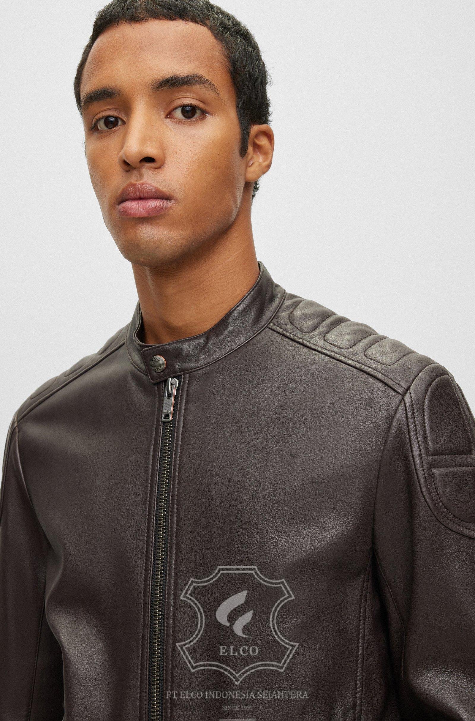 Jaket Kulit Pria Desain Biker - PB 441 - Gambar 6