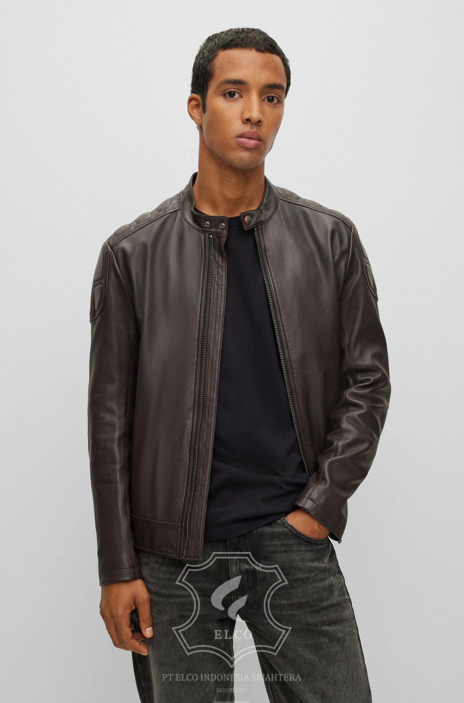 Jaket Kulit Pria Desain Biker - PB 441 - Gambar 3