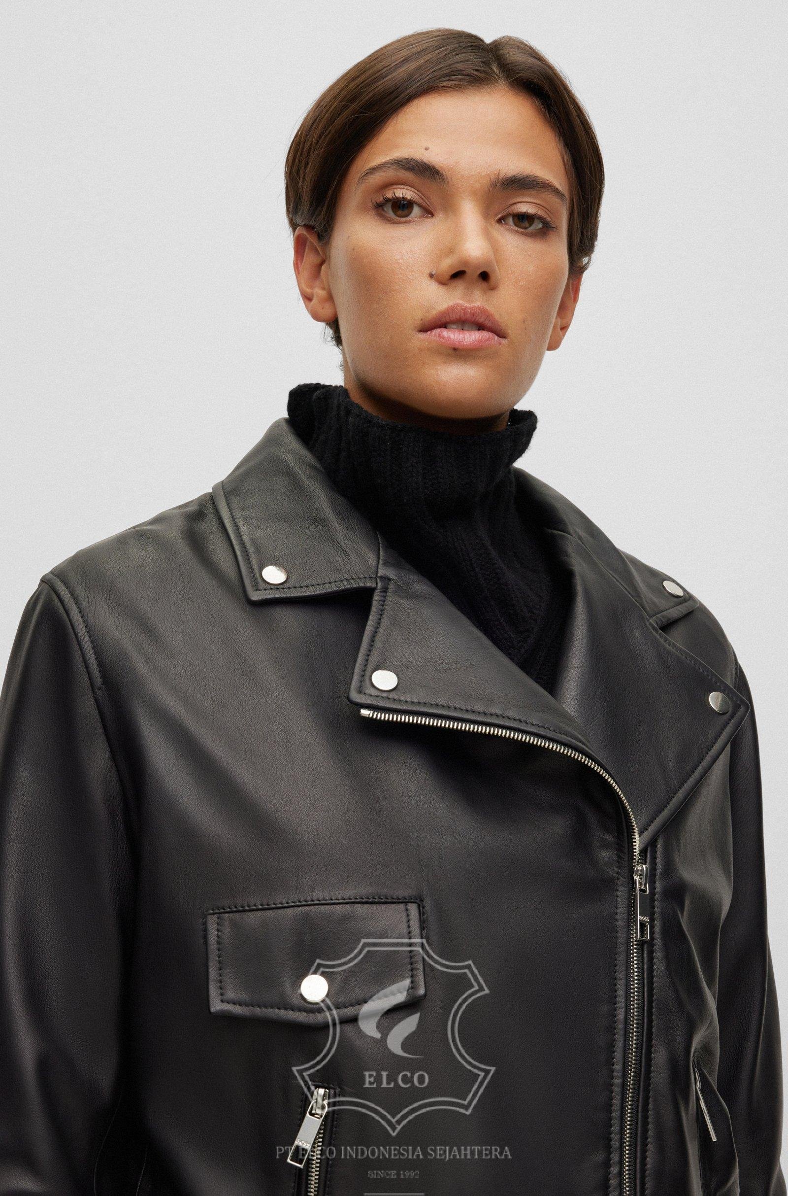 Jaket Kulit Wanita Desain Serong - WS 446 - Gambar 5