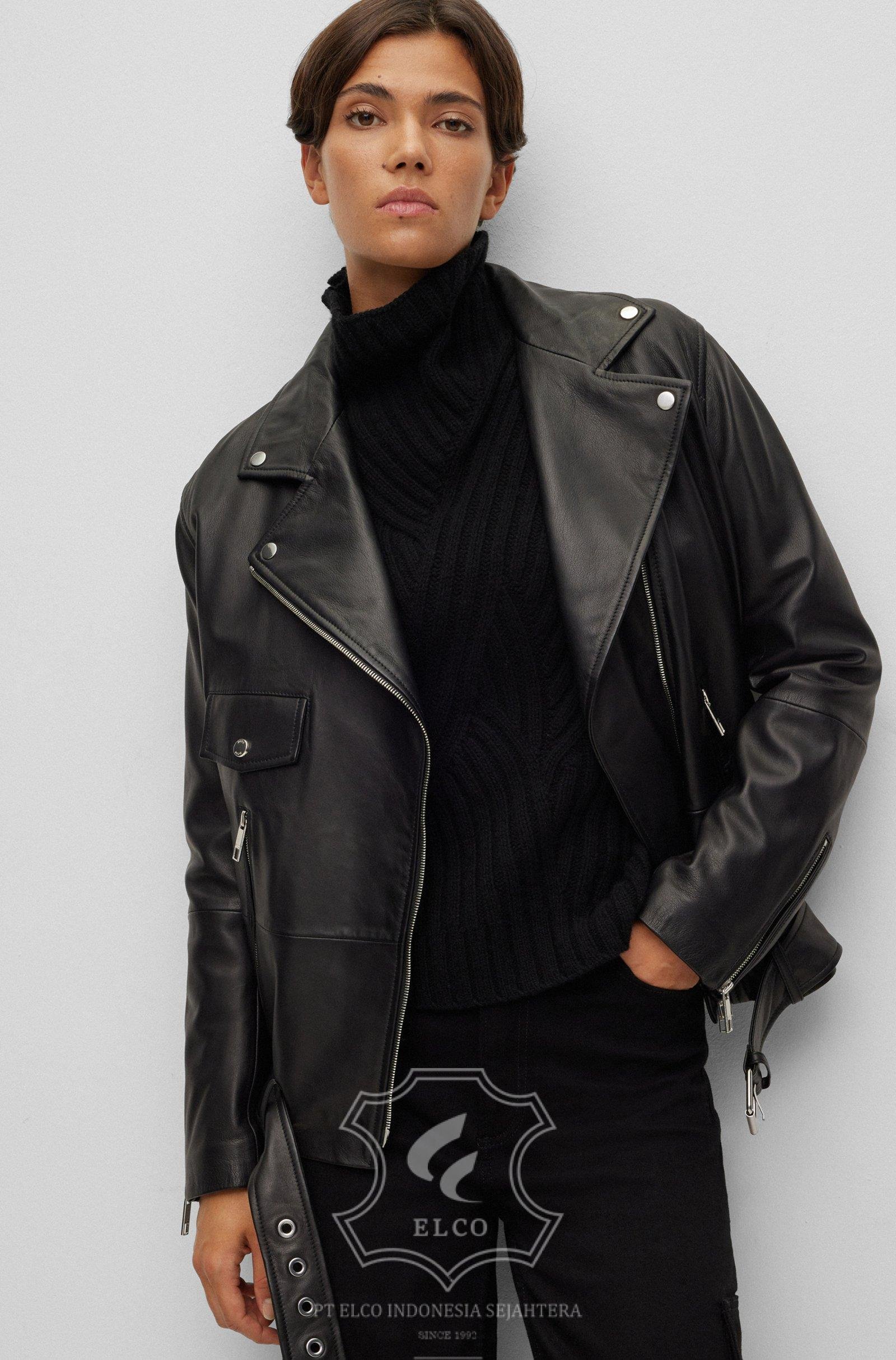 Jaket Kulit Wanita Desain Serong - WS 446 - Gambar 4