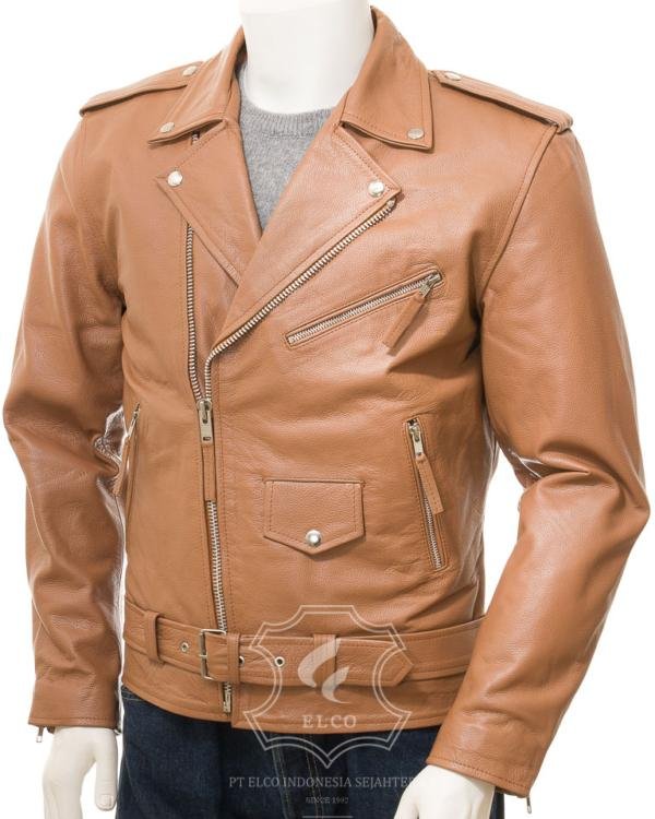 Jaket Kulit Pria Desain Serong - PS 428