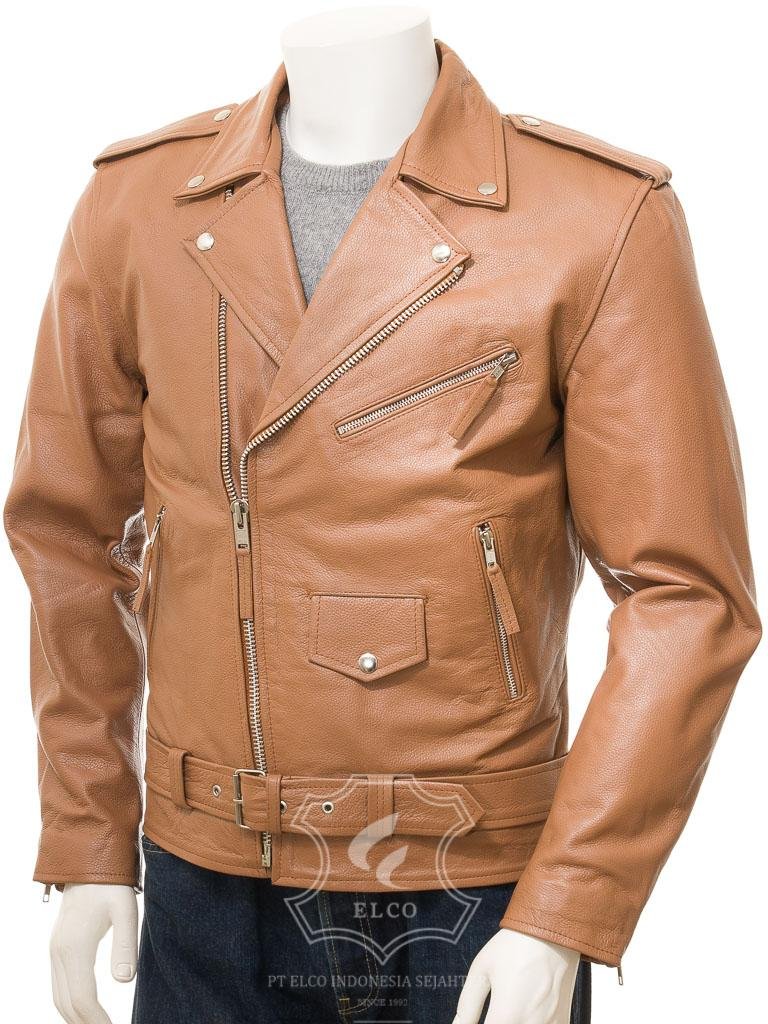 Jaket Kulit Pria Desain Serong - PS 428