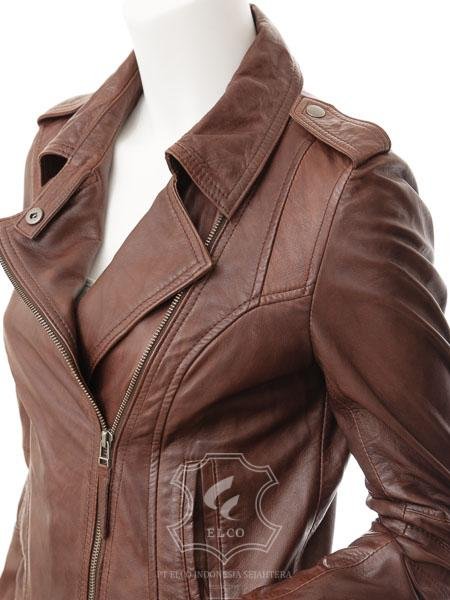 Jaket Kulit Wanita Desain Serong - WS 443 - Gambar 2