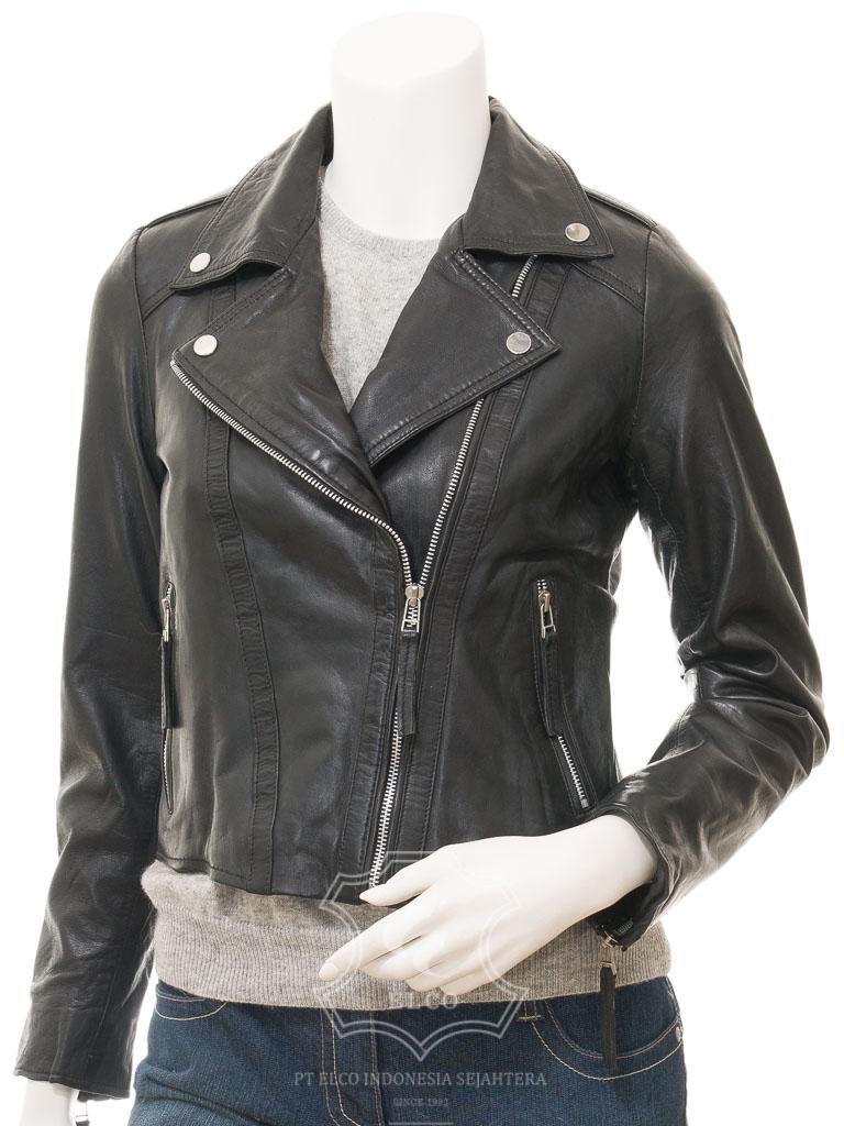 Jaket Kulit Wanita Desain Serong - WS 440 - Gambar 2
