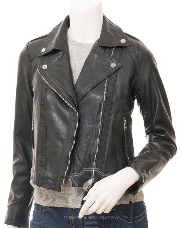 Jaket Kulit Wanita Desain Serong - WS 440