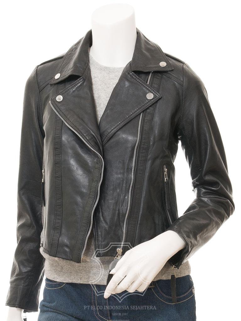 Jaket Kulit Wanita Desain Serong - WS 440