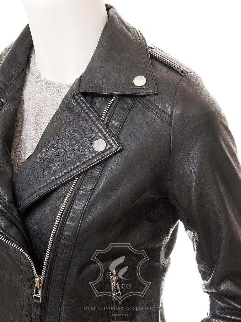 Jaket Kulit Wanita Desain Serong - WS 440 - Gambar 4