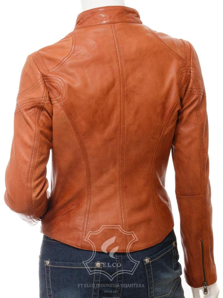 Jaket Kulit Wanita Desain Biker - WB 409 - Gambar 5