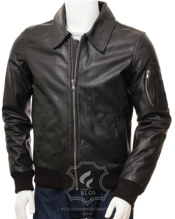 Jaket Kulit Pria Desain Bomber - PCB 476